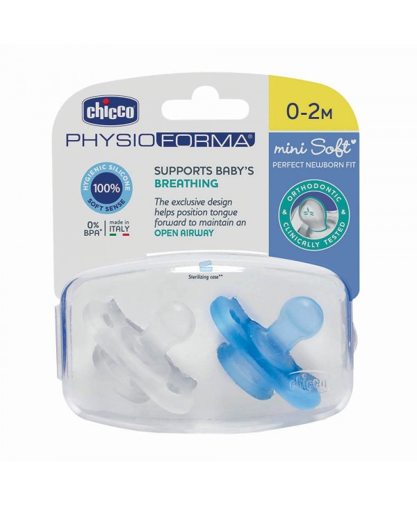 CHICCO SUCETTE MICRO 0-2M BLEU *2