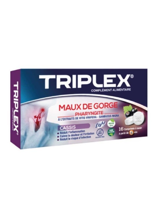 TRIPLEX MAUX DE GORGE CASSIS BT 16 CP A SUCER