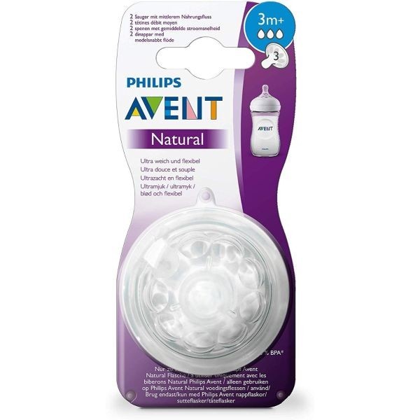 AVENT TETINE NATURAL 2PC 3M+ DM