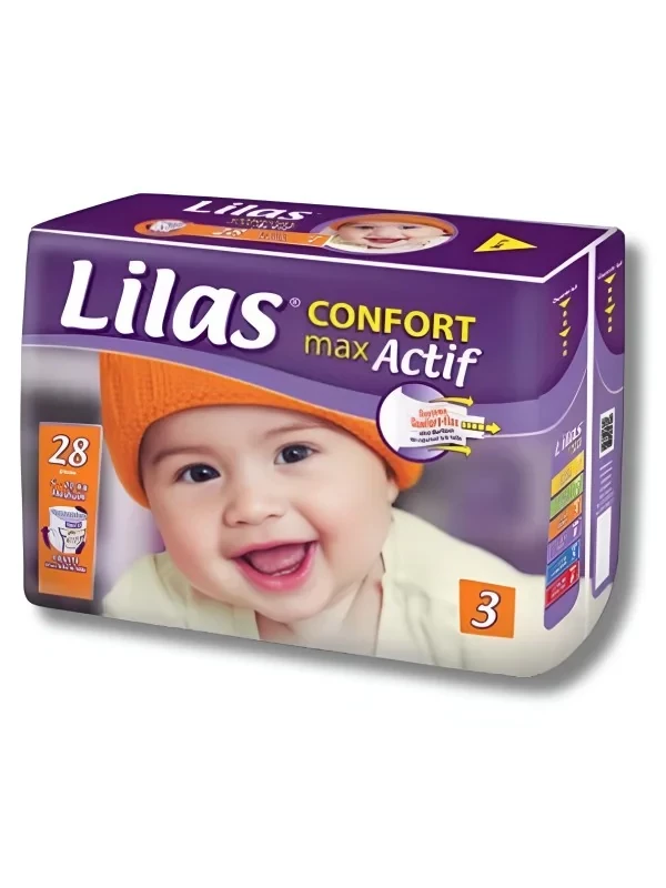 COUCHE CONFORT MAX ACTIF 5-10 KG TAILLE 3 S/28 LILAS